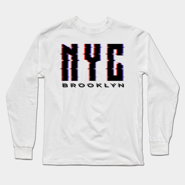 NYC glitch effect Long Sleeve T-Shirt by Orino Apparel